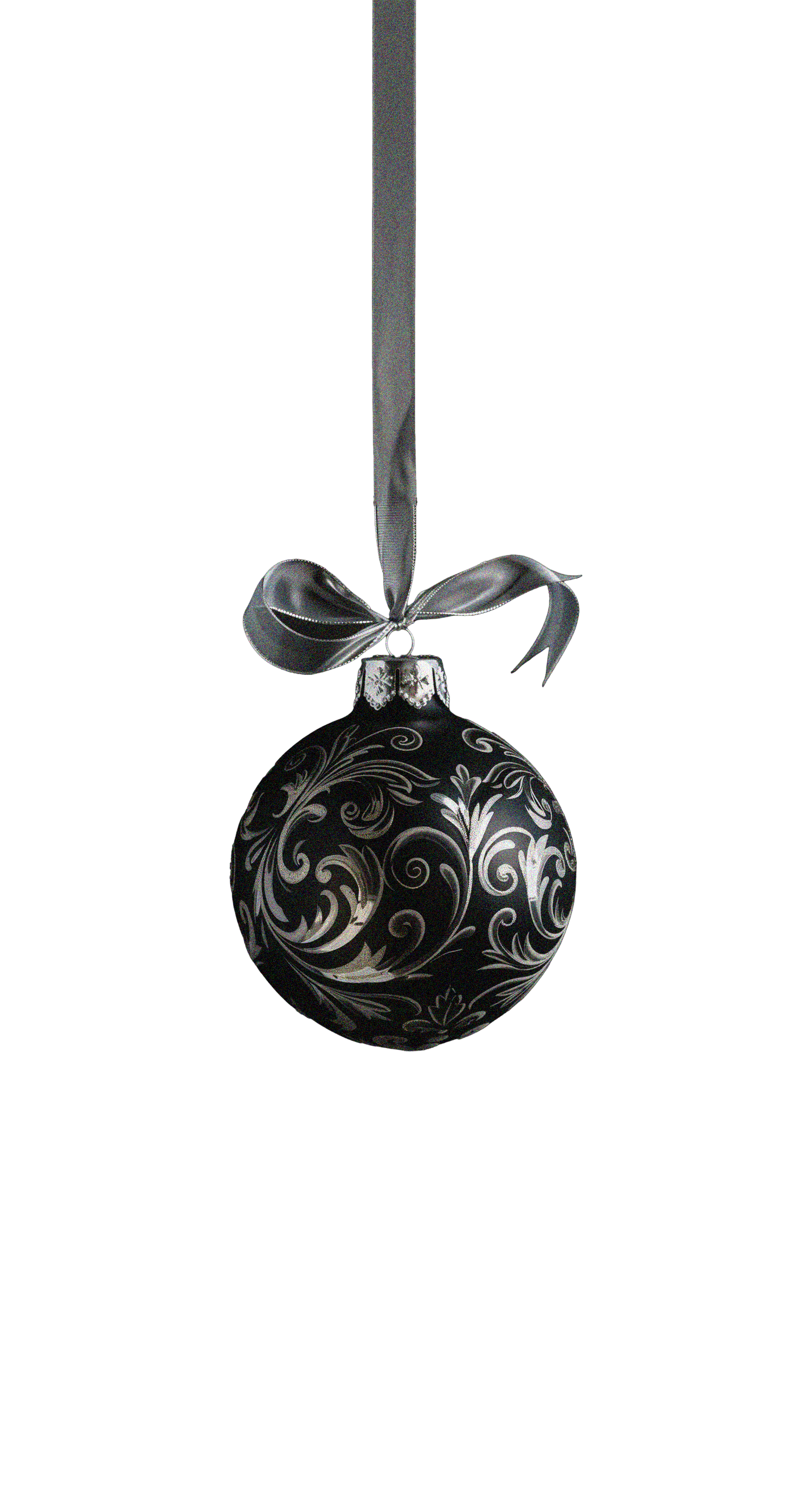 Boule de Noël verre mercuré dorée avec motifs noirs